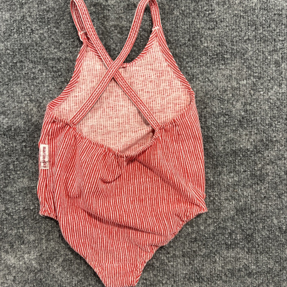 Vintage 80s Marimekko Little People Striped Swimsuit 2T USA - Picture 3 of 6